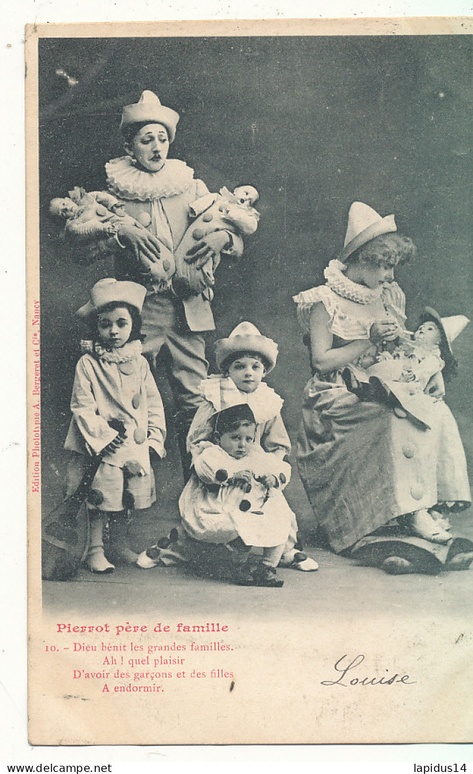 AX 507      SERIE DE 10- C P A  FANTAISIE HUMOUR  PIERROT PERE DE FAMILLE  - Colecciones Y Lotes