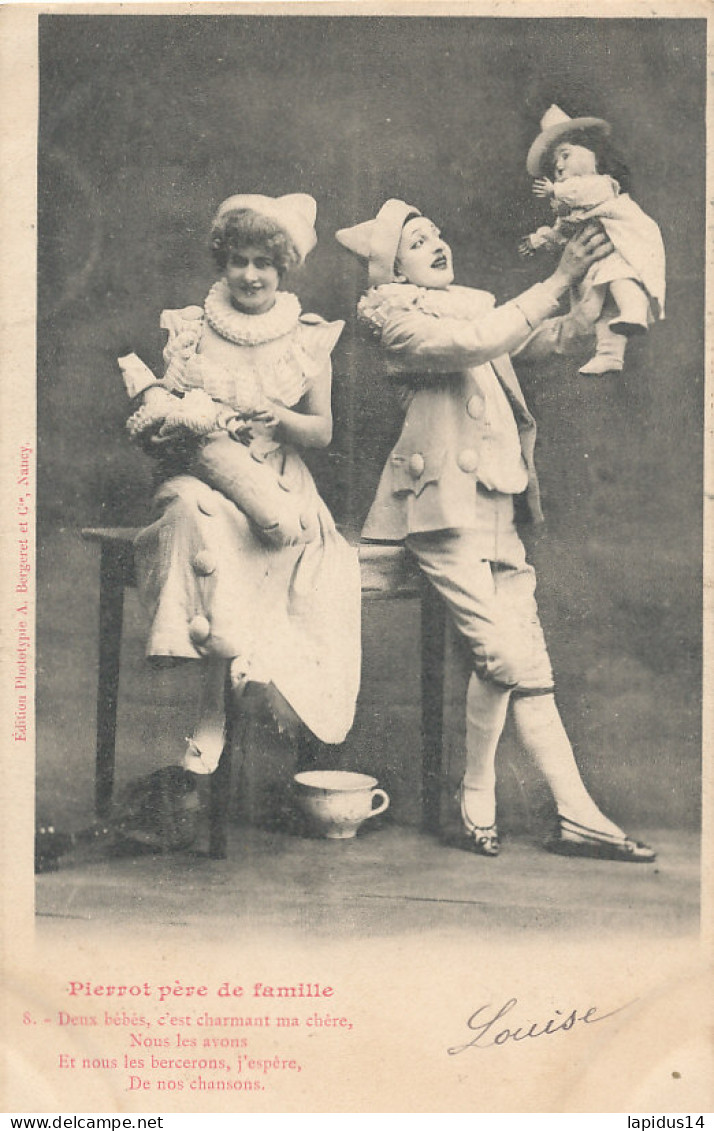 AX 507      SERIE DE 10- C P A  FANTAISIE HUMOUR  PIERROT PERE DE FAMILLE  - Colecciones Y Lotes