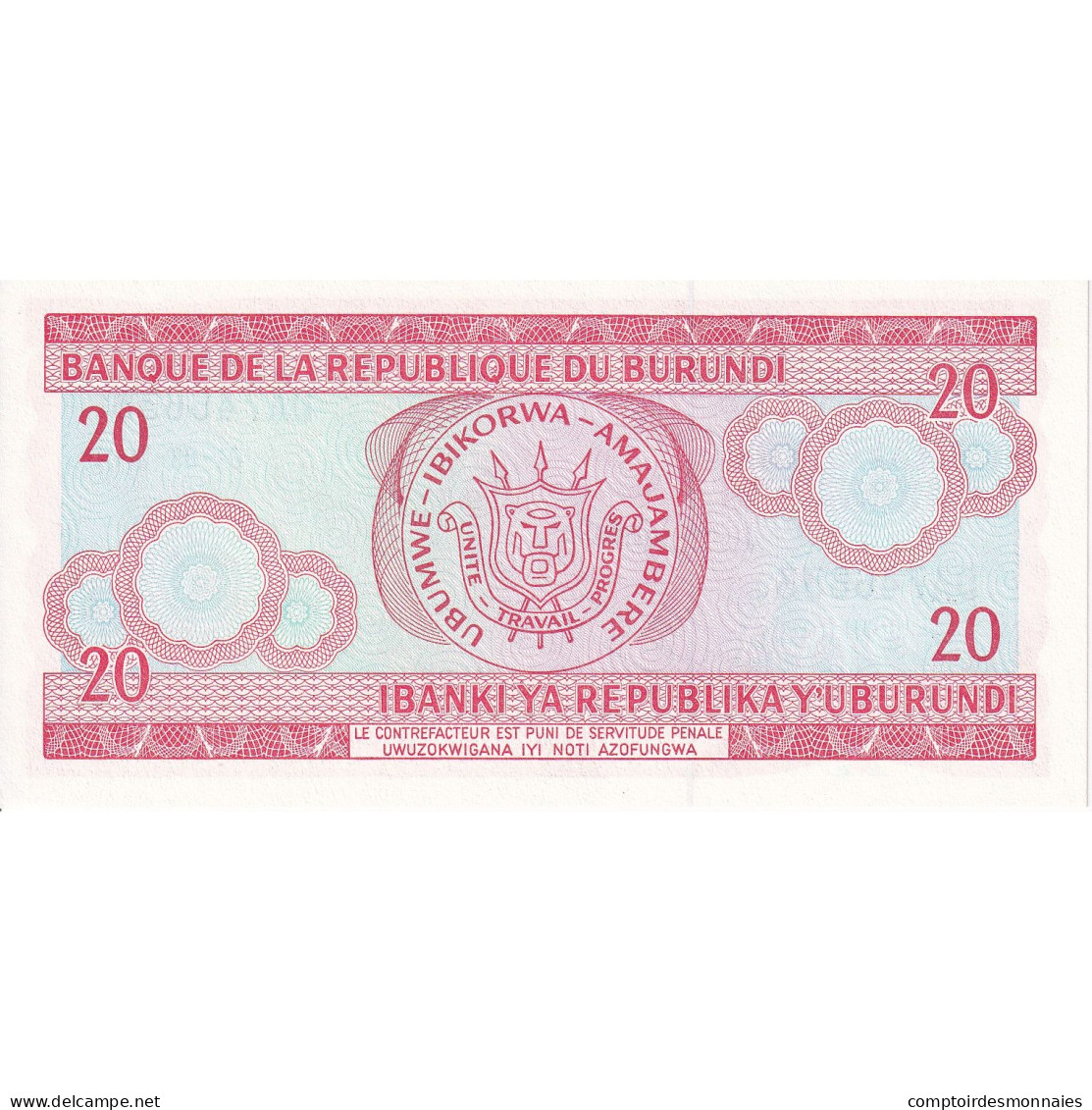 Burundi, 20 Francs, 2001, 2001-08-01, KM:27d, NEUF - Burundi