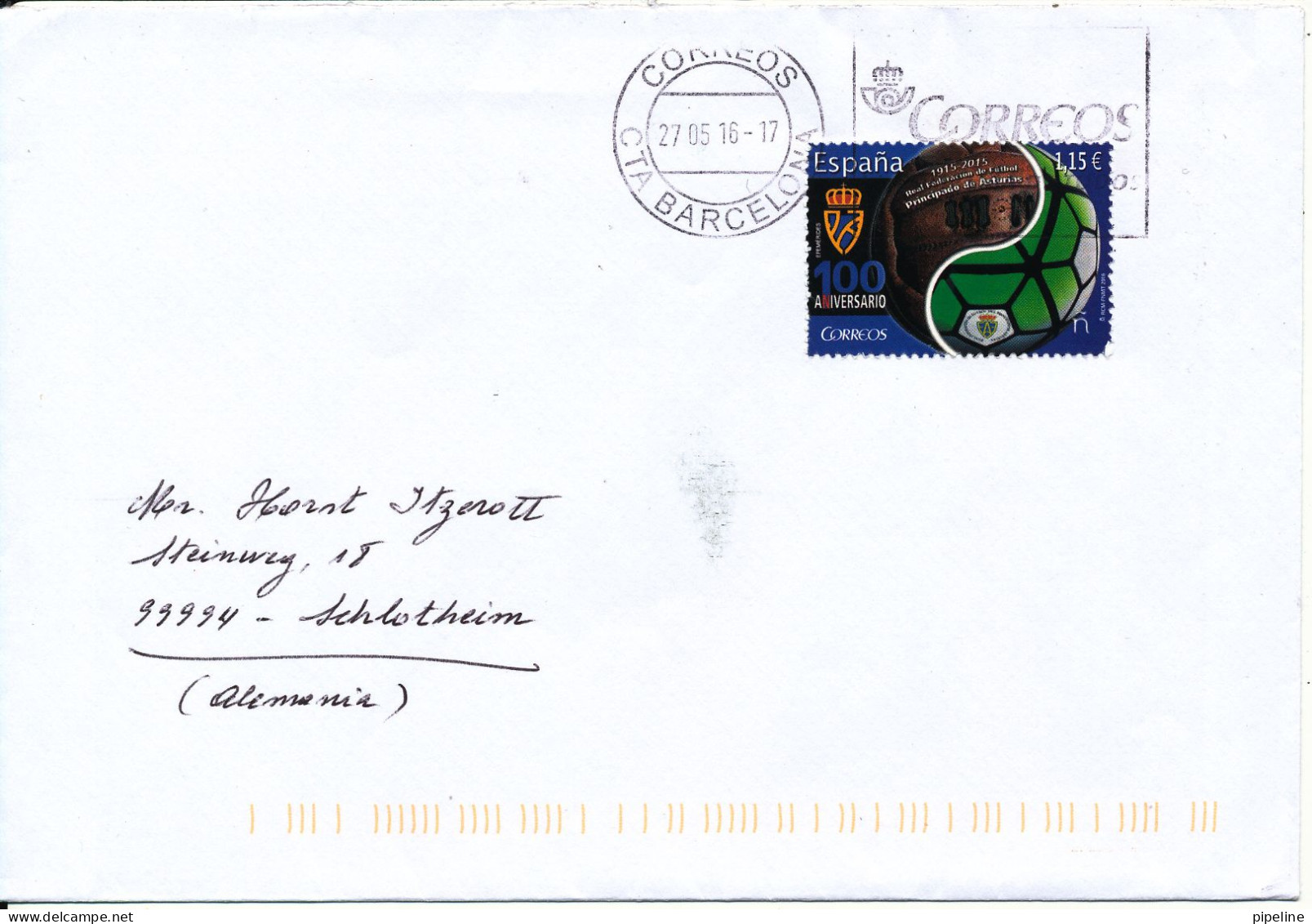 Spain Cover Sent To Germany 27-5-.2016 Single Franked - Cartas & Documentos