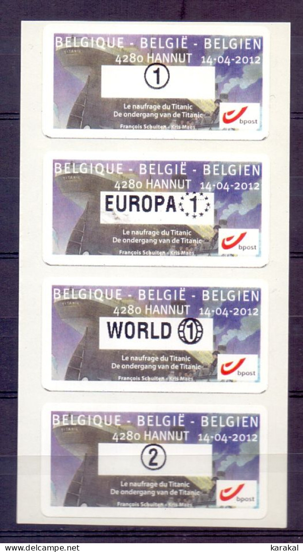 P20120414 Aland Belgium Titanic 1992 - Set Of 4 ATM Se-tenant From Belgium MNH XX - Gezamelijke Uitgaven