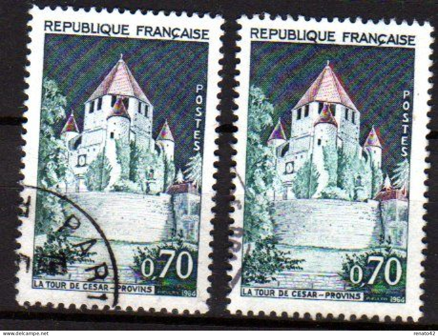 VARIETE Sur TIMBRE FRANCE OBLITERE N° 1392Ab TOITS EN FLAMME - Used Stamps