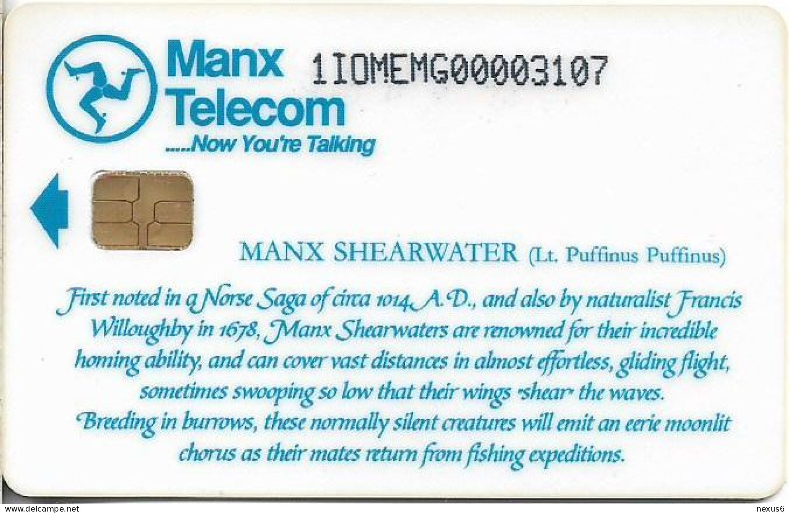 Isle Of Man - Chip - Manx Fauna - Manx Shearwater, 1997, 55U, 6.000ex, Mint - Man (Isle Of)