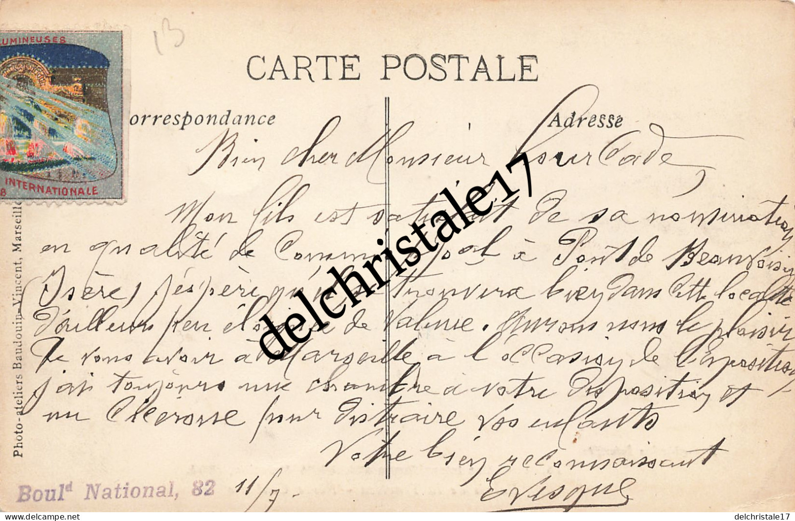 CPA 13 0088 MARSEILLE - Exposition Internationale D'Électricite 1908 - Palais De La Traction - Porte Centrale - Animée - Electrical Trade Shows And Other