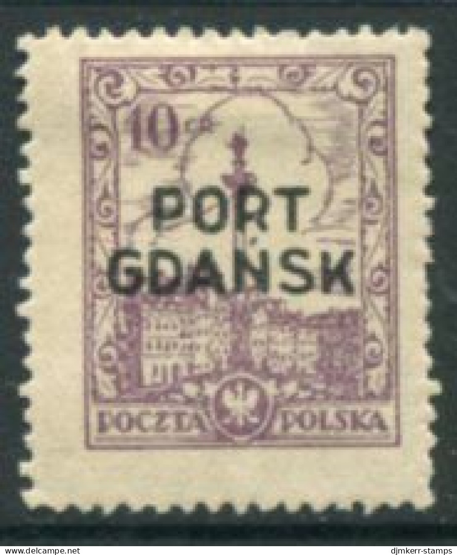 PORT GDANSK 1926 Thin Overprint On 10 Gr.  Definitive  LHM / *.  Michel 13 - Besatzungszeit