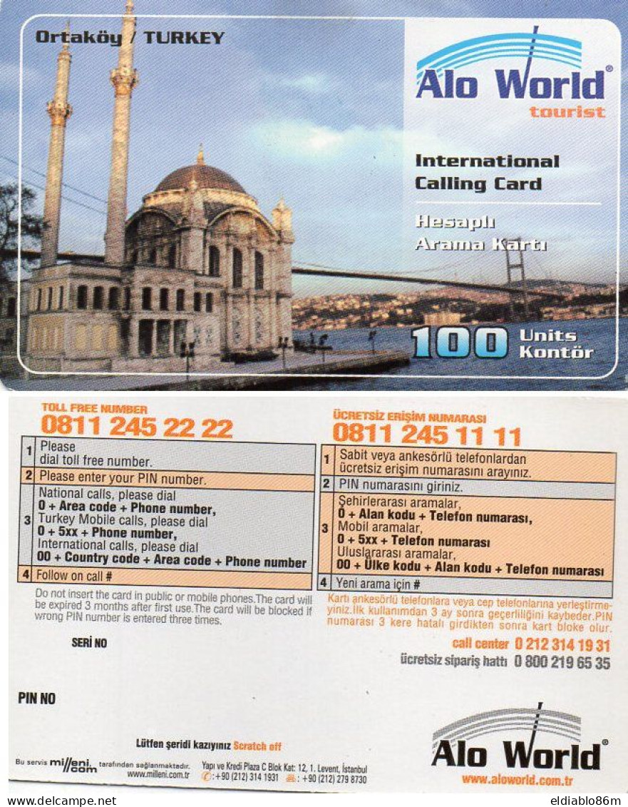 TURKEY - PREPAID - ALO WORLD - ORTAKOY MOSQUE - SAMPLE - Turkey