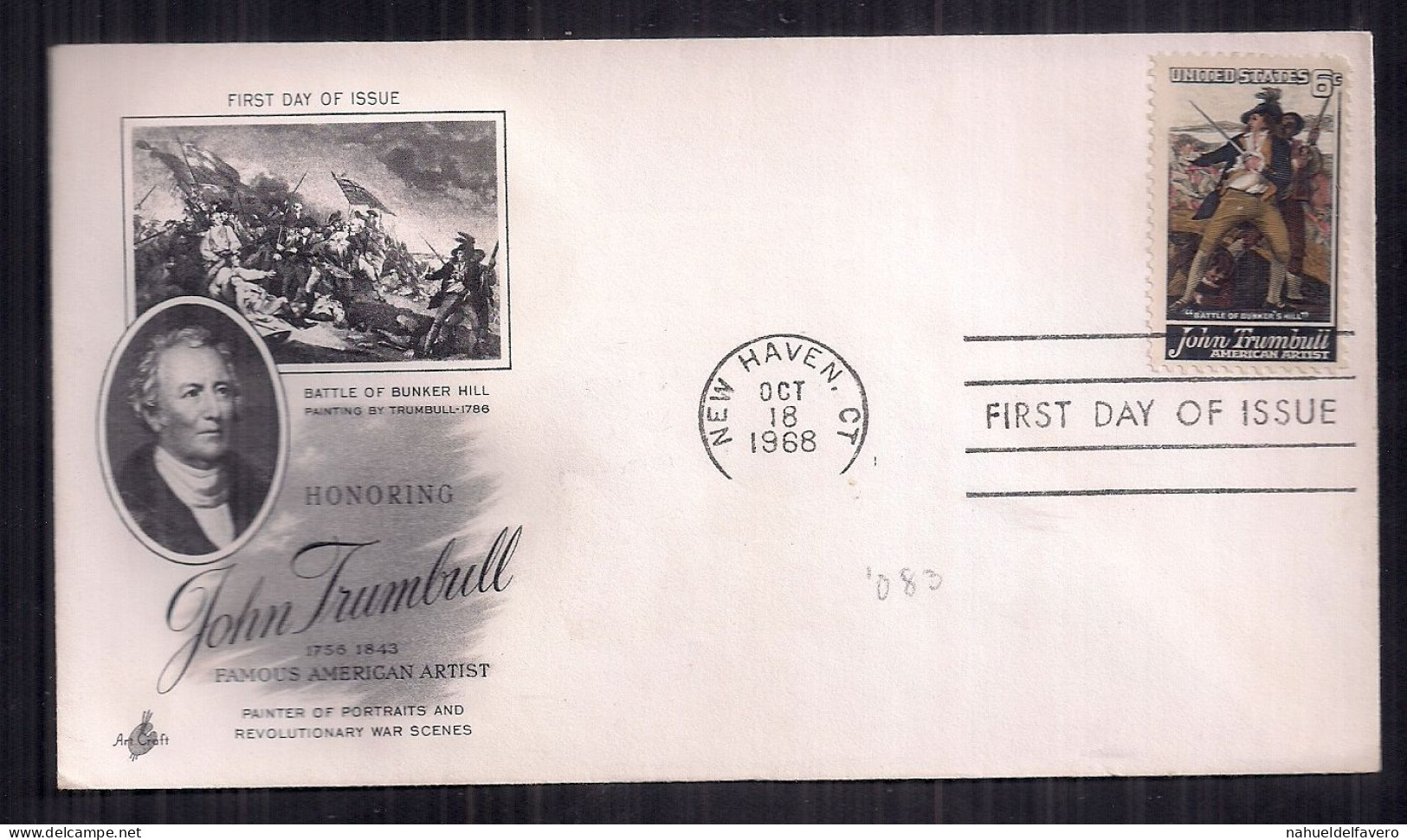 U.S. - Enveloppe Premier Jour D'émission - 1968 - Honoring John Trumbull - 1961-1970