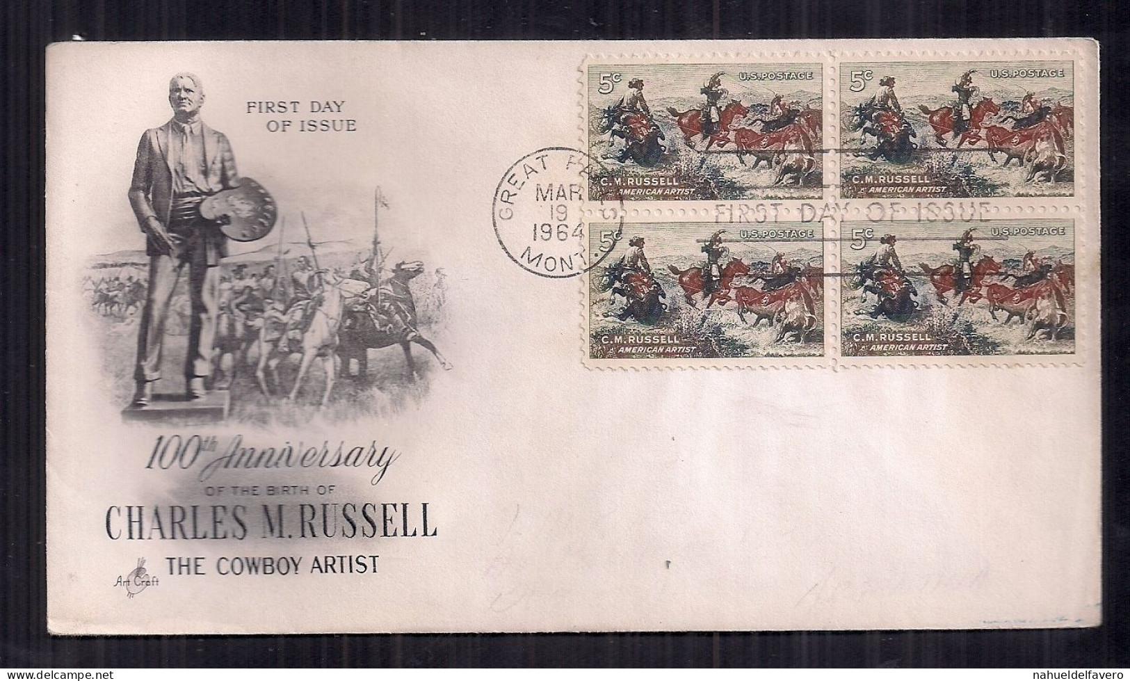 U.S. - Enveloppe Premier Jour D'émission - 1964 - 100th Anniv Birth Of Charles M. Russell - 1961-1970