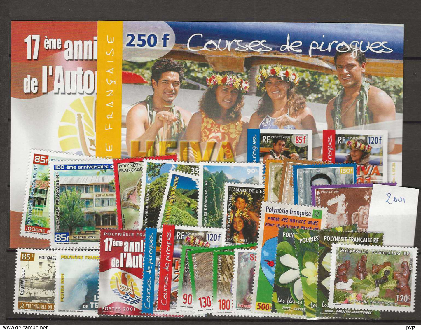 2001 MNH Polynesie Française Year Collection Postfris** - Full Years