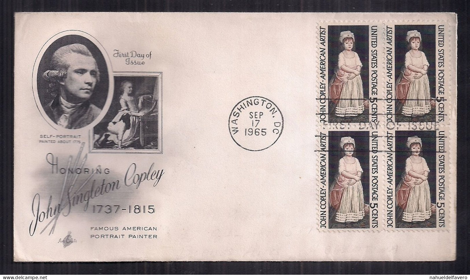 U.S. - Enveloppe Premier Jour D'émission - 1965 - Honoring John Singleton Copley - 1961-1970