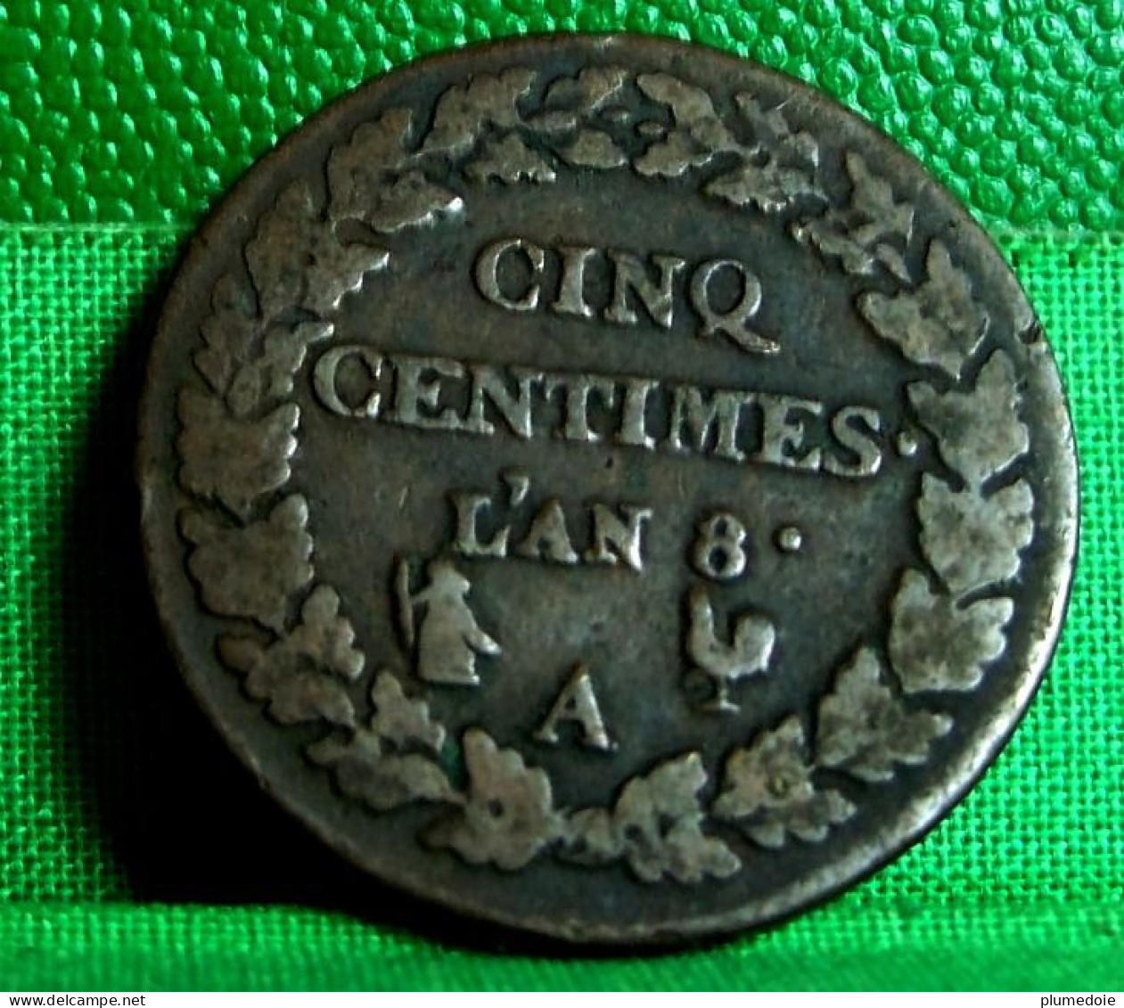 MONNAIE CINQ CENTIMES L'AN 8 A   DUPRE GRAND MODULE , PARIS 1800 OLD COPPER COIN FRANCE 5 CENTIMES - 5 Centimes