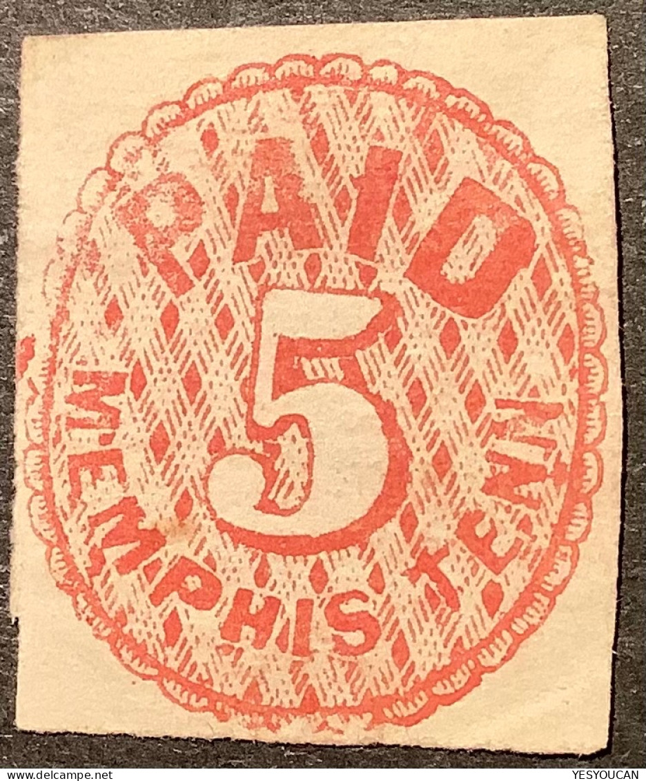 CSA Sc.56X2 VF Mint 1861 MEMPHIS, TENN. CONFEDERATE POSTMASTERS‘ PROVISIONAL 5c Red  (USA U.S - 1861-65 Etats Confédérés