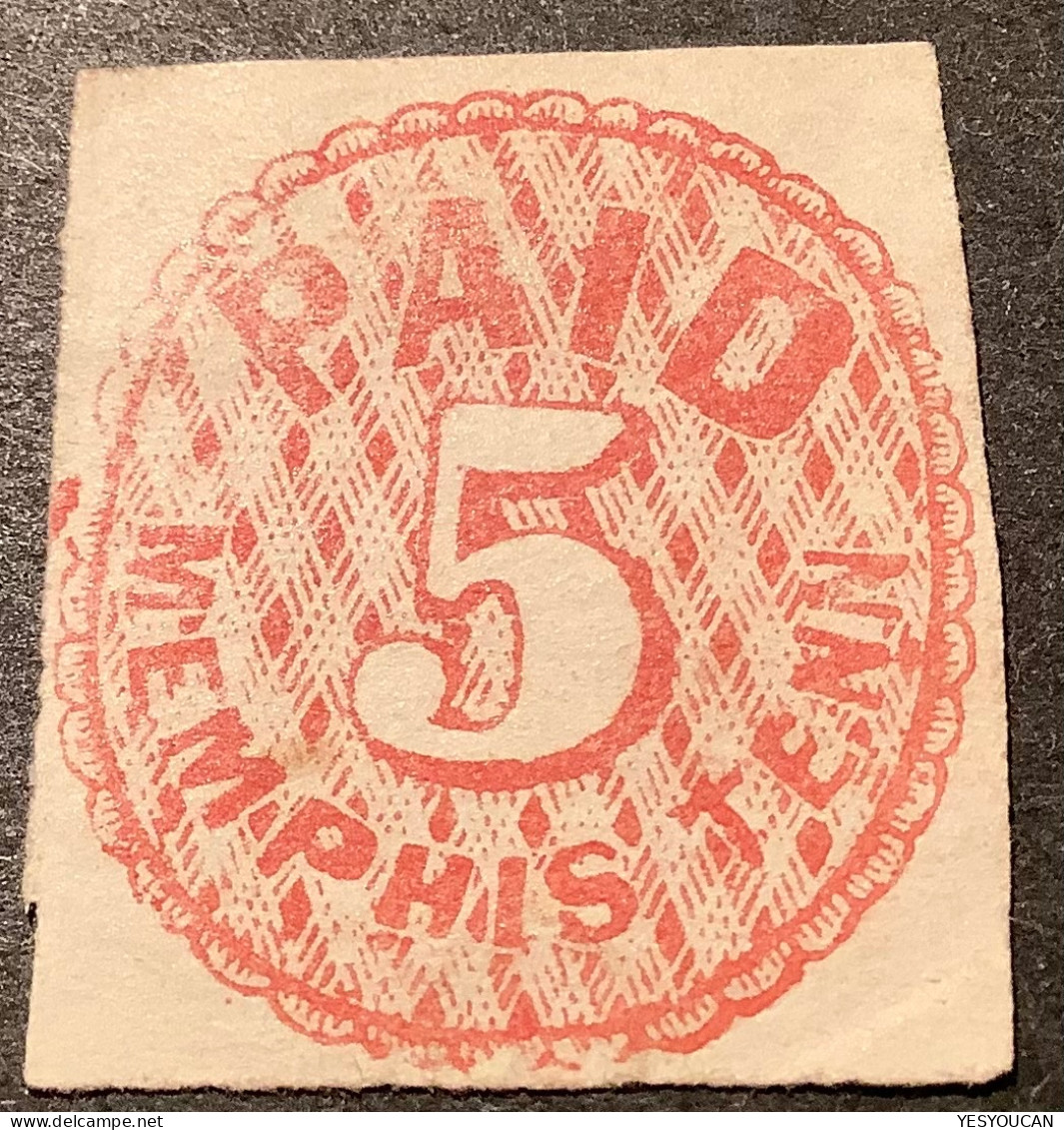 CSA Sc.56X2 VF Mint 1861 MEMPHIS, TENN. CONFEDERATE POSTMASTERS‘ PROVISIONAL 5c Red  (USA U.S - 1861-65 Etats Confédérés