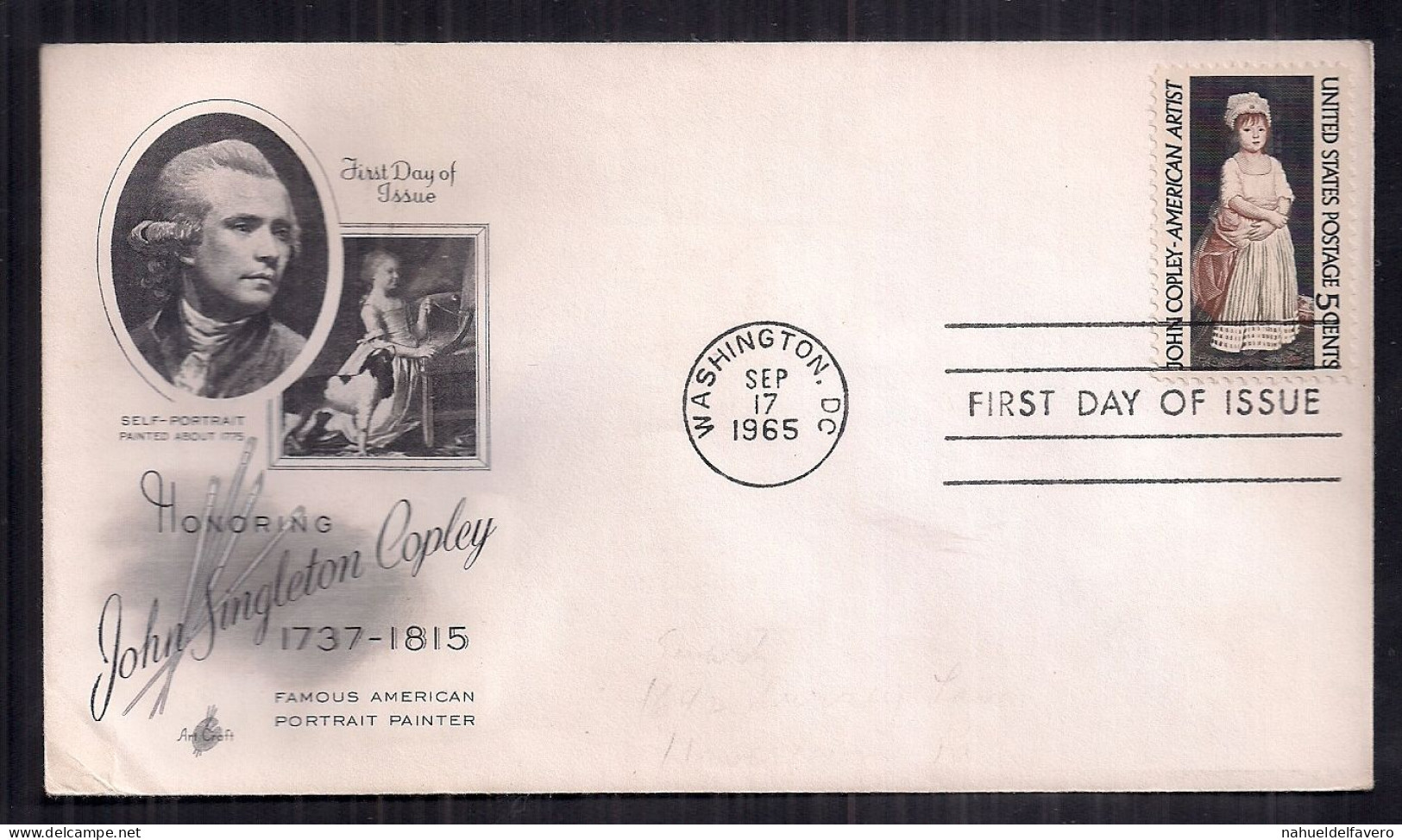 U.S. - Enveloppe Premier Jour D'émission - 1965 - Honoring John Singleton Copley - 1961-1970