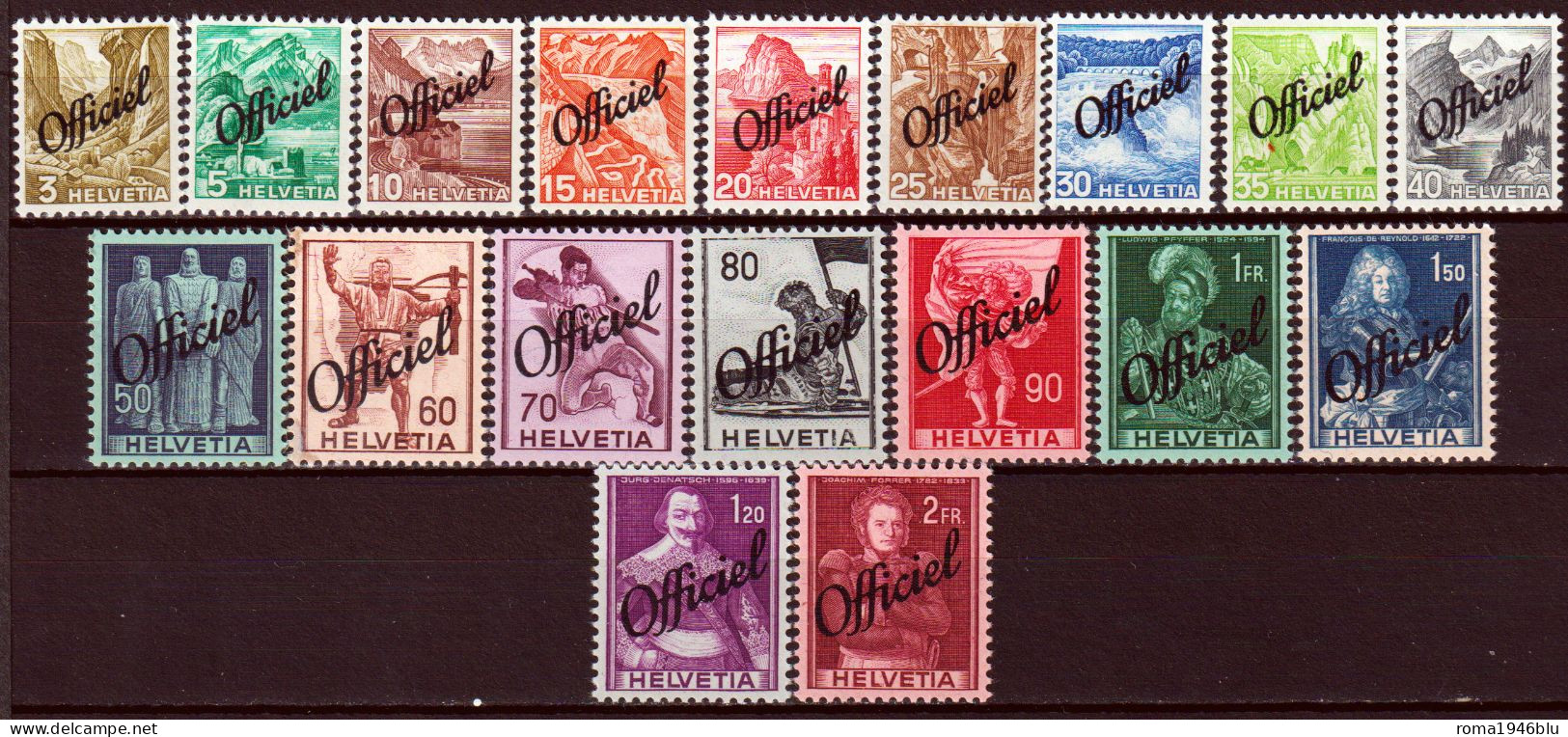 Svizzera 1942 Unif.S185/200 */MH VF/F - Oficial