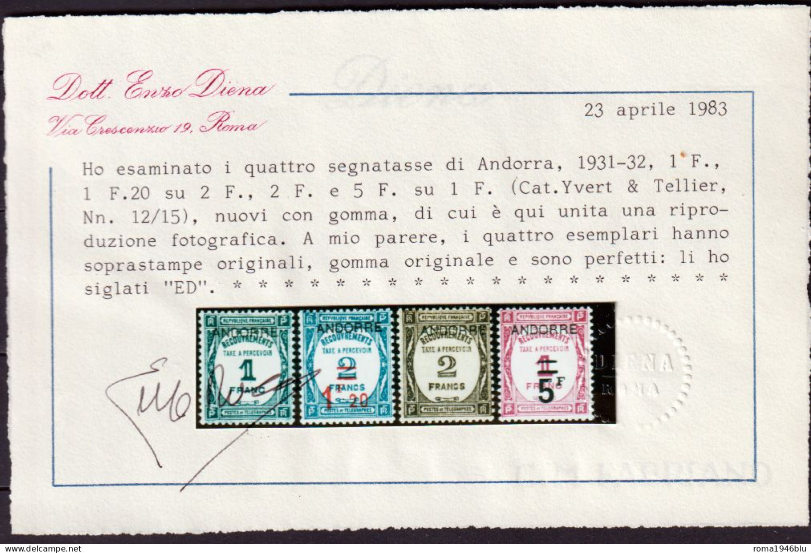 Andorra 1931 Segnatasse Unif.S.9/15 */MH VF/F - Ungebraucht