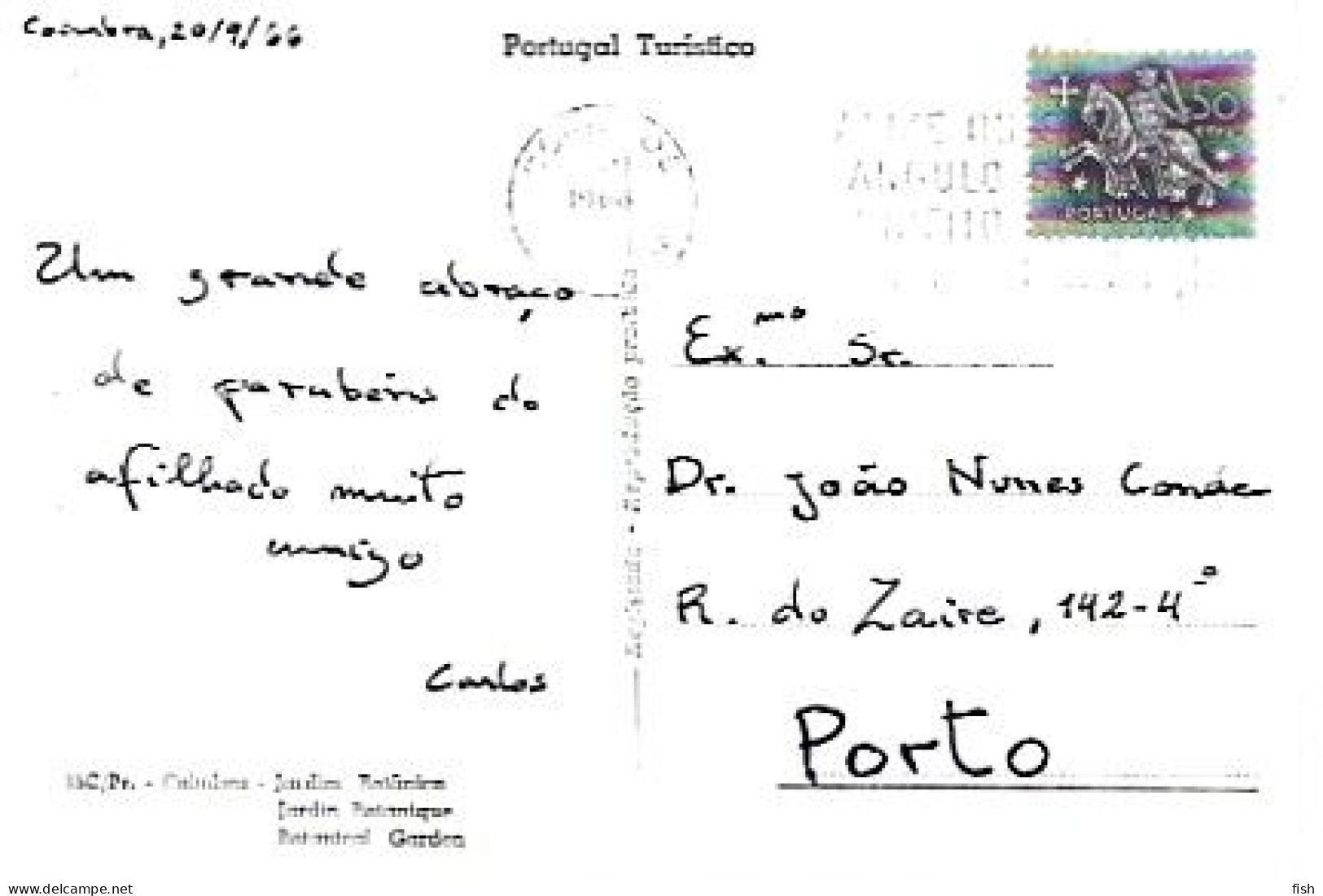 Portugal & Marcofilia, Coimbra, Botanical Garden, Porto 1966 (15C) - Lettres & Documents
