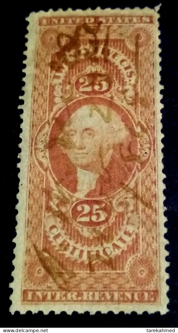 USA 1863-71, George Washington Stamps, 25 Cents, Certificate REVENUE, VF - 1861-65 Confederate States