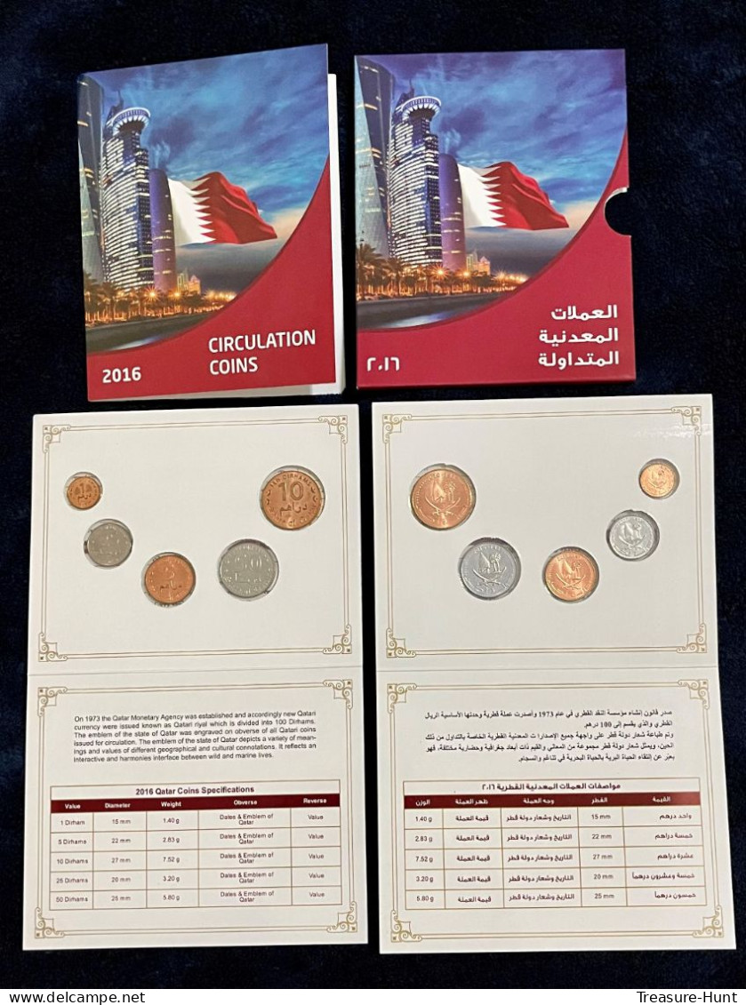 Qatar Mint Circulation Coins 2016 In Beautiful Central Bank Presentation Folder - Arab Gulf GCC Money Currency Flag - Kiloware - Münzen