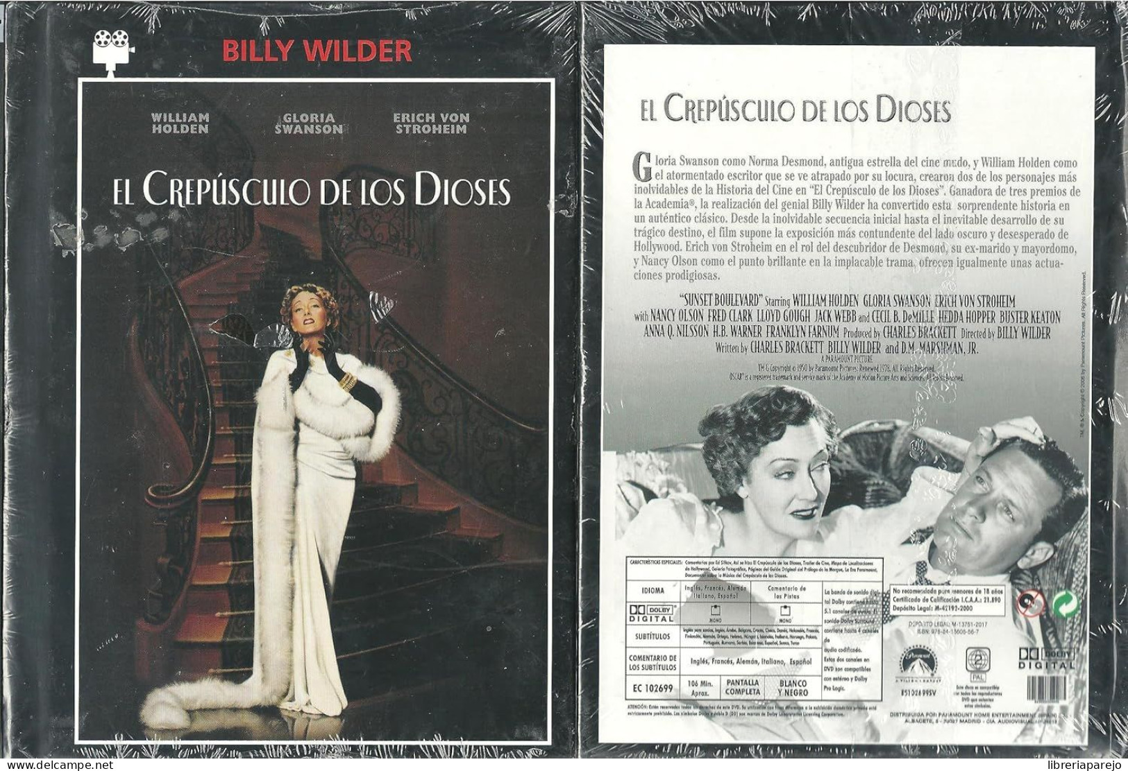 El Crepusculo De Los Dioses Billy Wilder Pack Dvd + Libreto Nuevo - Autres Formats