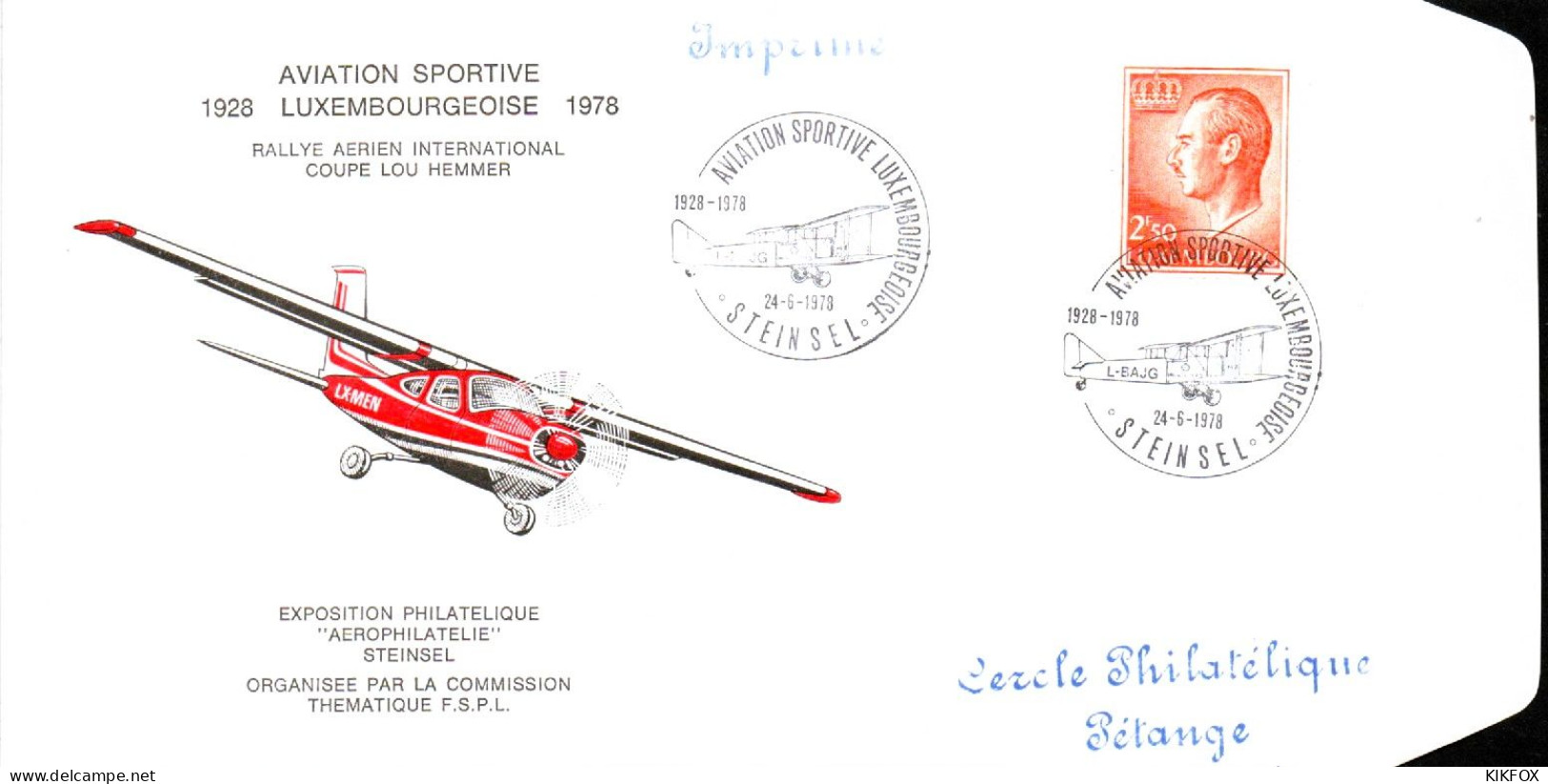 Luxembourg , Luxemburg ,24 - 6 - 1978 ,FDC AVIATION SPORTIVE LUXEMBOURGEOISE, Timbre Mi 828, GESTEMPELT - Lettres & Documents