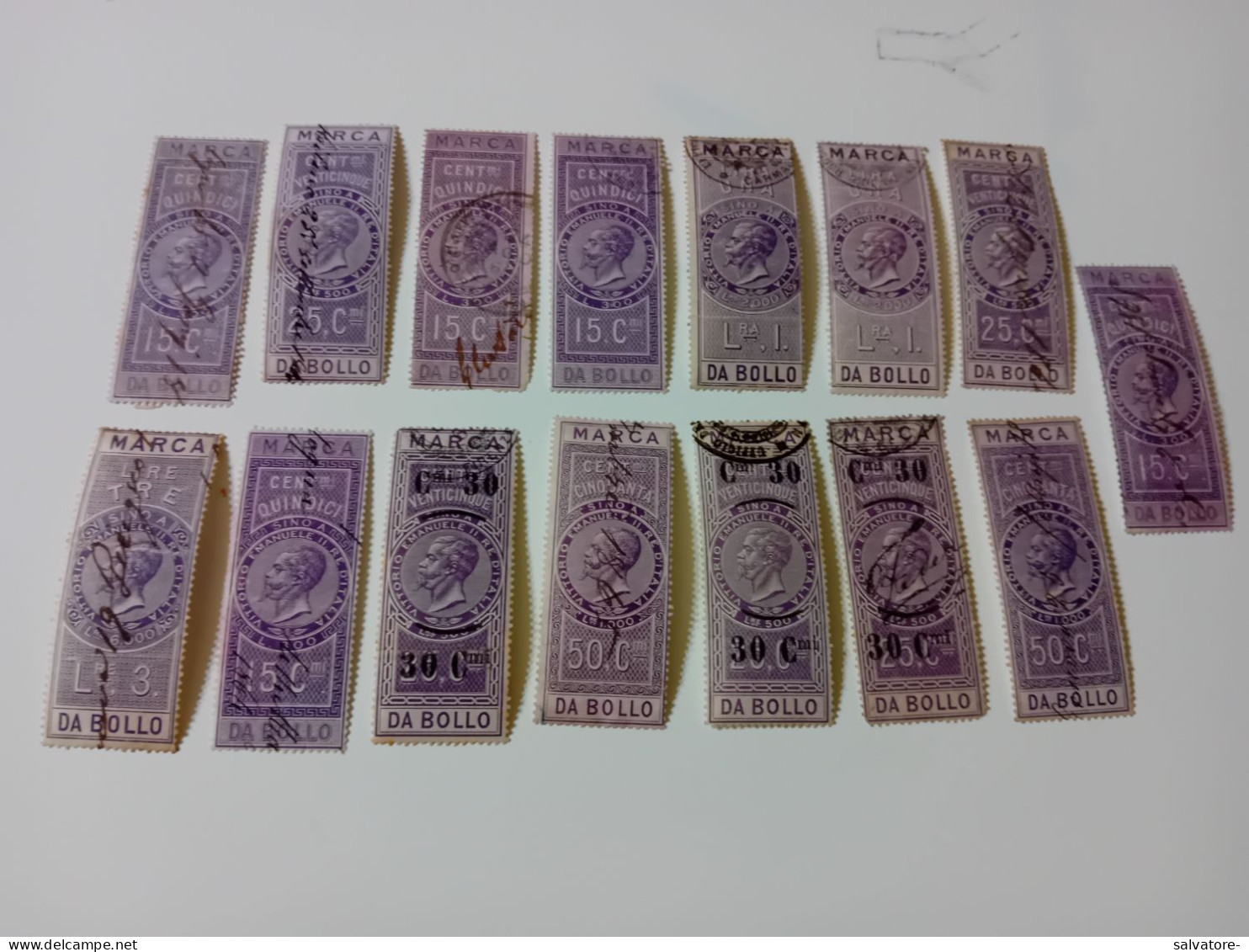 LOTTO 15 MARCHE DA BOLLO VITTORIO EMANUELE SECONO - Revenue Stamps