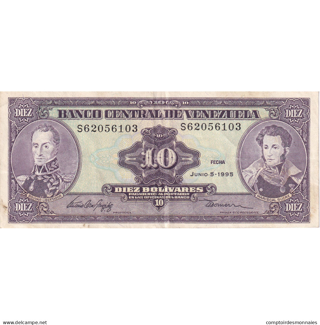 Venezuela, 10 Bolívares, 1995, 1995-06-05, KM:61c, TTB - Venezuela