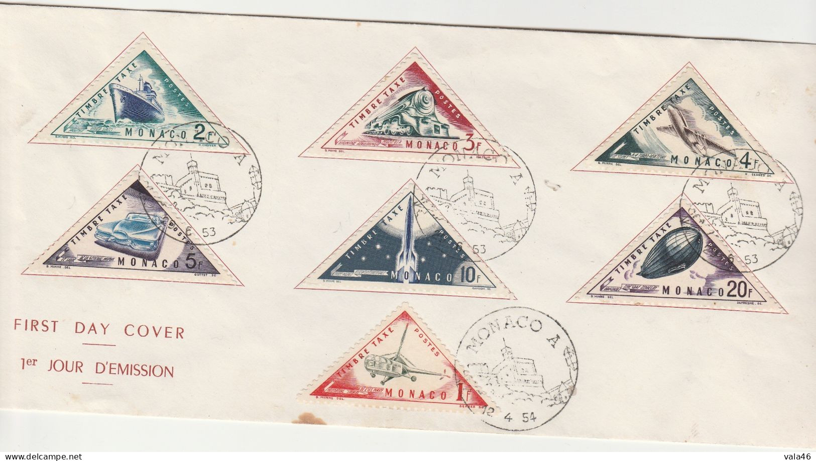 MONACO  TIMBRES TAXES  1ER JOUR SUR LETTRE  29/06/53 LOT 2 ENVELOPPES - Briefe U. Dokumente