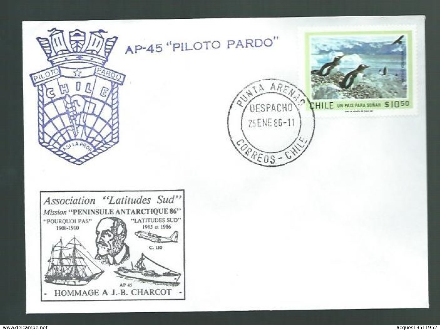 TT 109 - Lot De 8 Plis De Mission "Péninsule Antarctique 86" Effectué Par L'association "Latitudes Sud" Du 25/1 Au 9/3/8 - Wetenschappelijke Stations & Arctic Drifting Stations