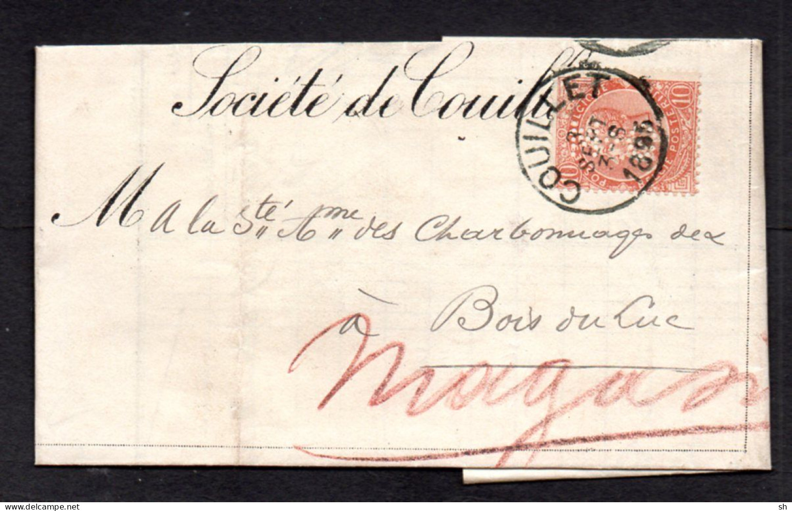 PERFORE - PERFINS - LOCHUNG - Lettre Brief Société De Couillet Vers Charbonnages Bois-du-Luc - M&C - - 1863-09