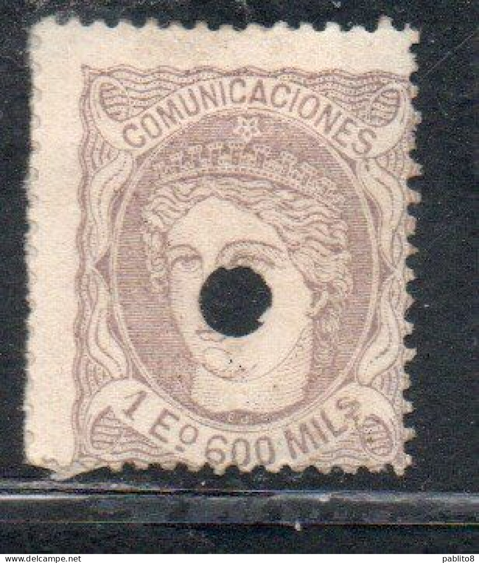 SPAIN ESPAÑA SPAGNA 1870 PERFIN DUKE DE LA TORRE REGENCY 1e600m  MH - Unused Stamps
