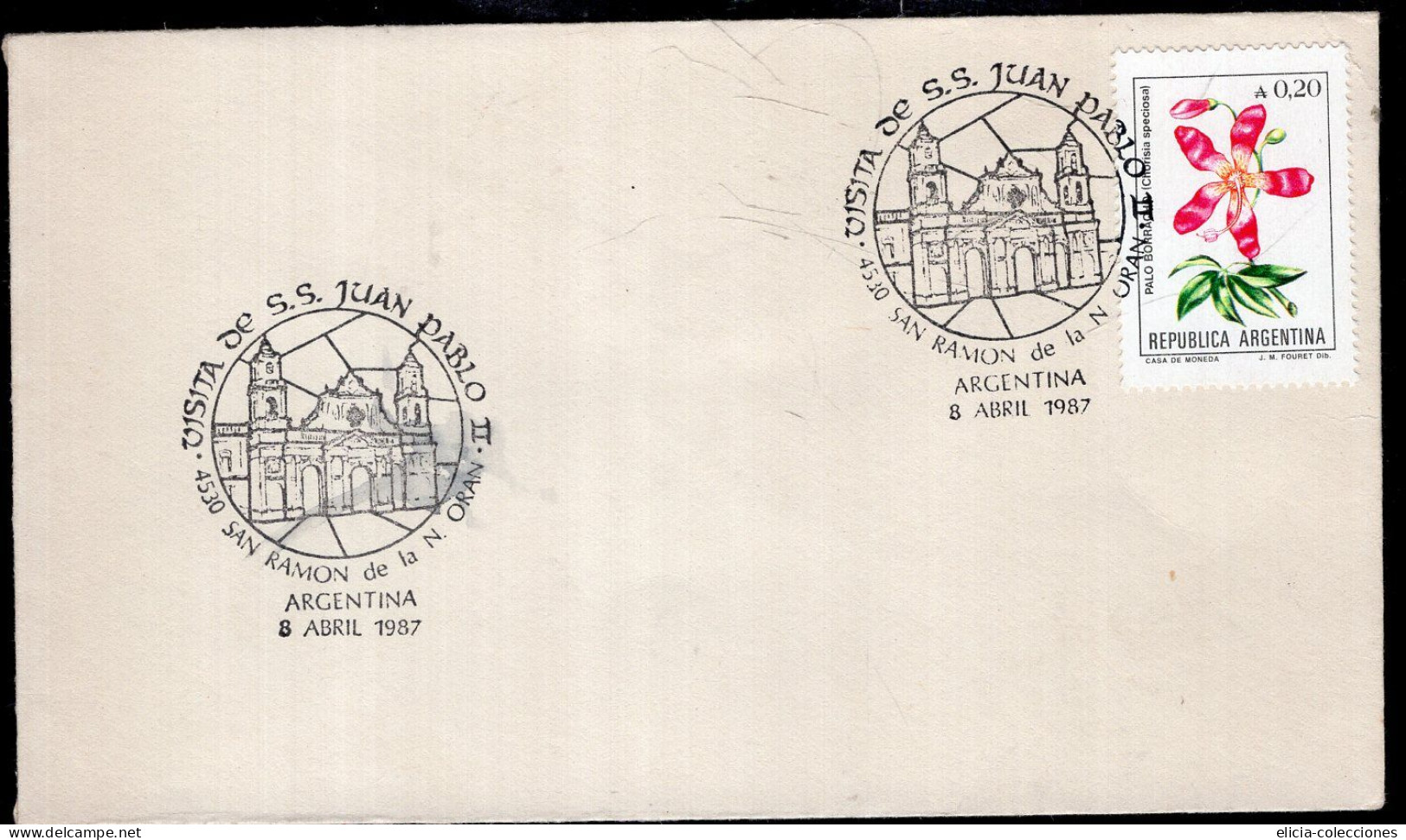 Argentina - 1987 - Souvenir Letter - Pope John Paul II Visit Postmark - Caja 1 - Used Stamps