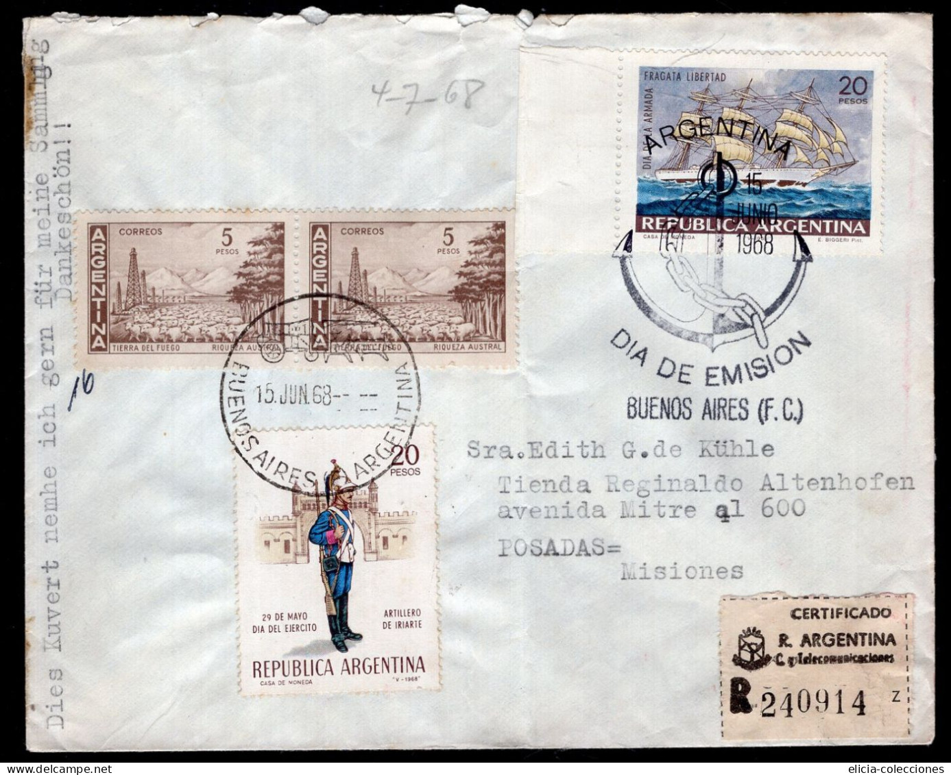 Argentina - 1968 - Letter - Sent To Posadas Misiones - Caja 1 - Briefe U. Dokumente