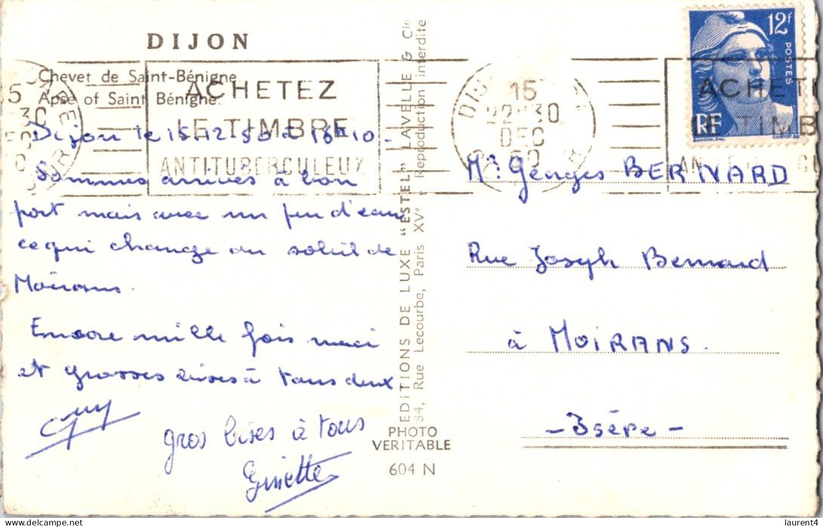 18-11-2023 (2 V 31) France (very Old) - (posted 1950 ?) Dijon St Bénédicte - Kirchen U. Kathedralen