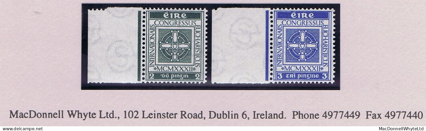Ireland 1932 Eucharistic Congress Set Of Two, 2d And 3d, Brilliant Fresh Marginal Mint Unmounted Never Hinged - Unused Stamps