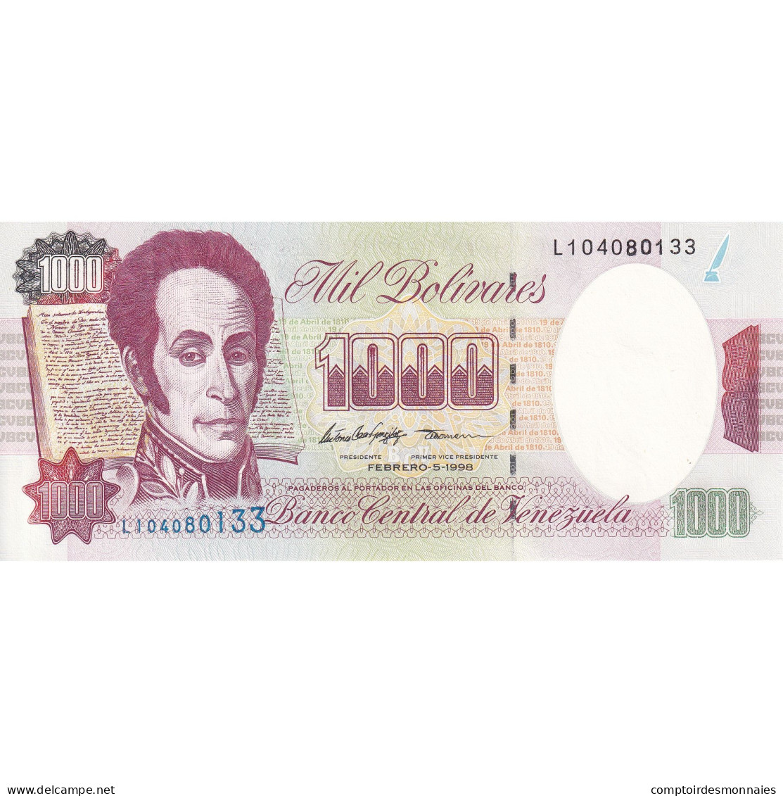 Venezuela, 1000 Bolivares, 1998, 1998-02-05, KM:76c, NEUF - Venezuela