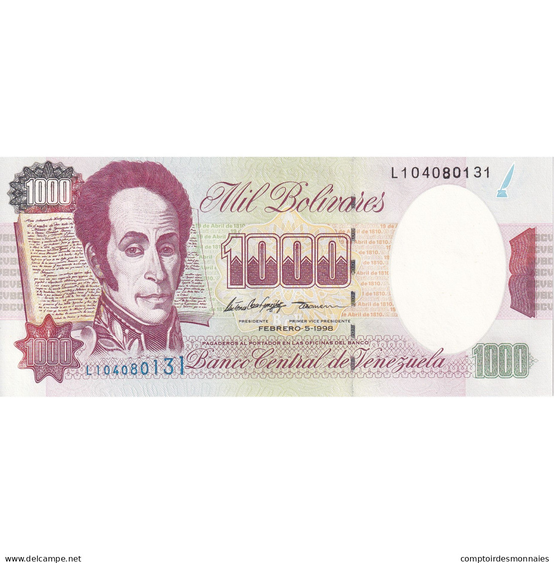 Venezuela, 1000 Bolivares, 1998, 1998-02-05, KM:76c, TTB+ - Venezuela