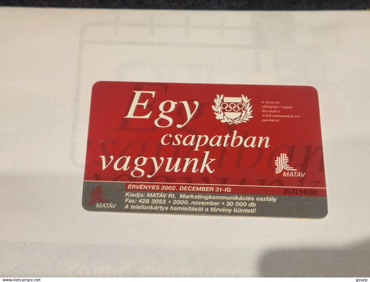 HUNGARY-(HU-P-2000-50)-Nagy Tímea-(103)(500Ft)(203194CB8)(tirage-30.000)-used,card+1card Prepiad Free - Ungarn