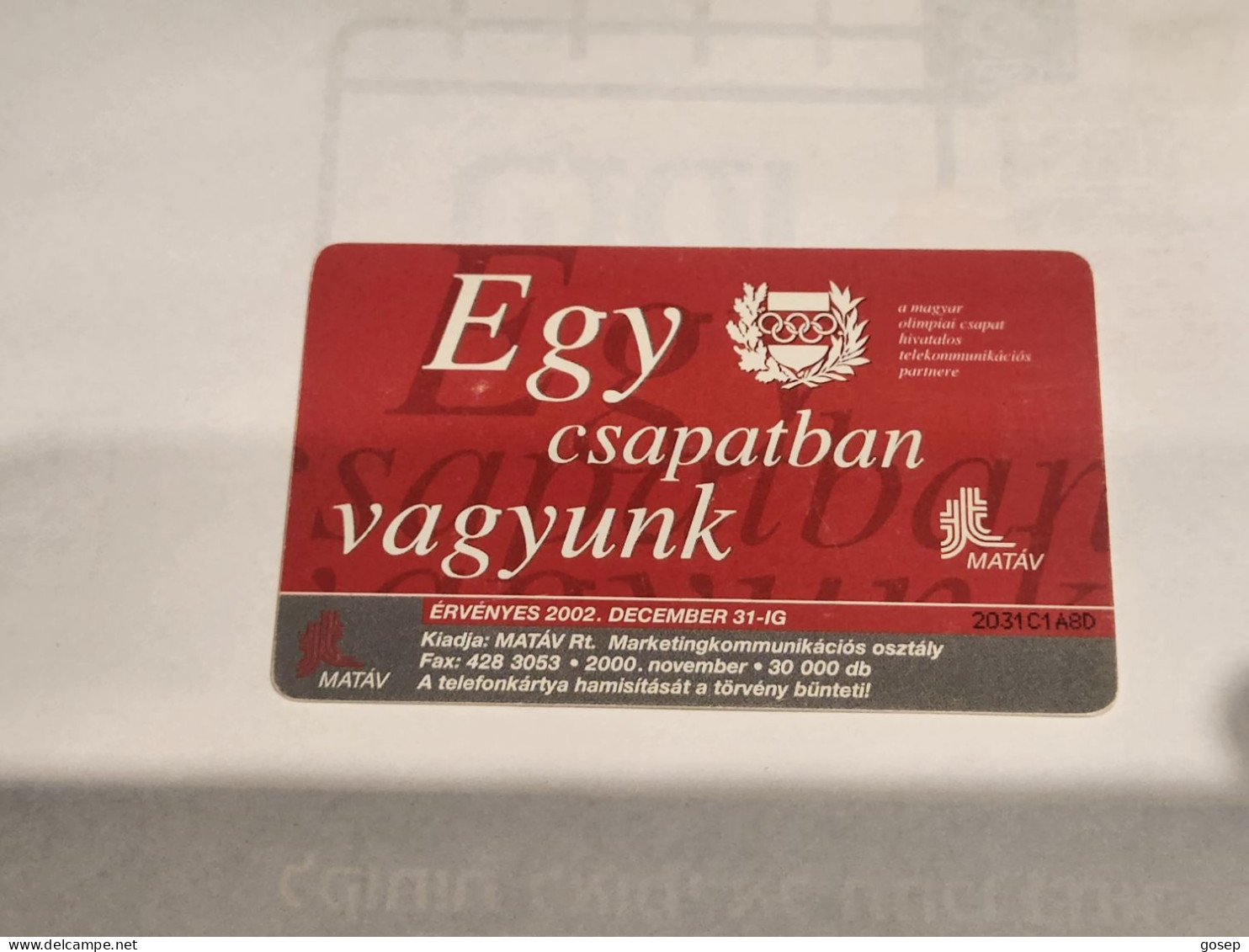 HUNGARY-(HU-P-2000-52)-Csollány Szilveszter-(108)(500Ft)(2031C1A8D)(tirage-30.000)-used,card+1card Prepiad Free - Ungarn