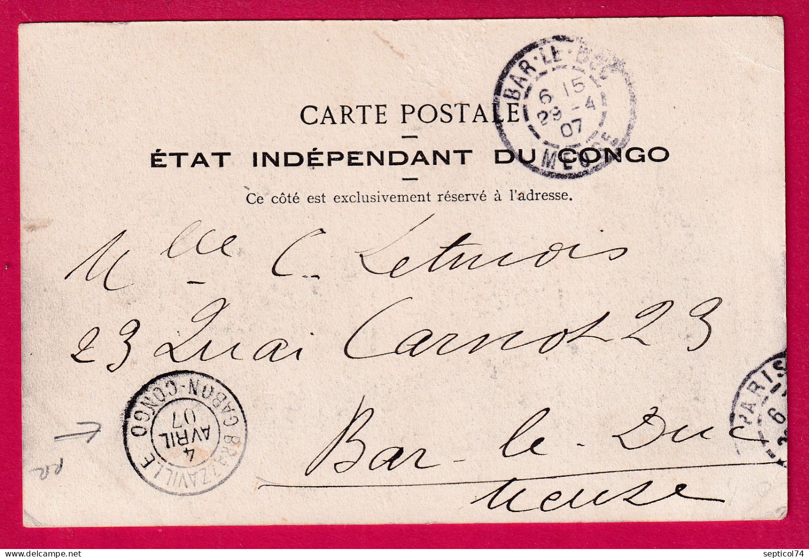 TIMBRE PANTHERE CAD BRAZAVILLE GABON CONGO RARE 1907 CARTE POSTALE KINSHASA LETTRE - Lettres & Documents