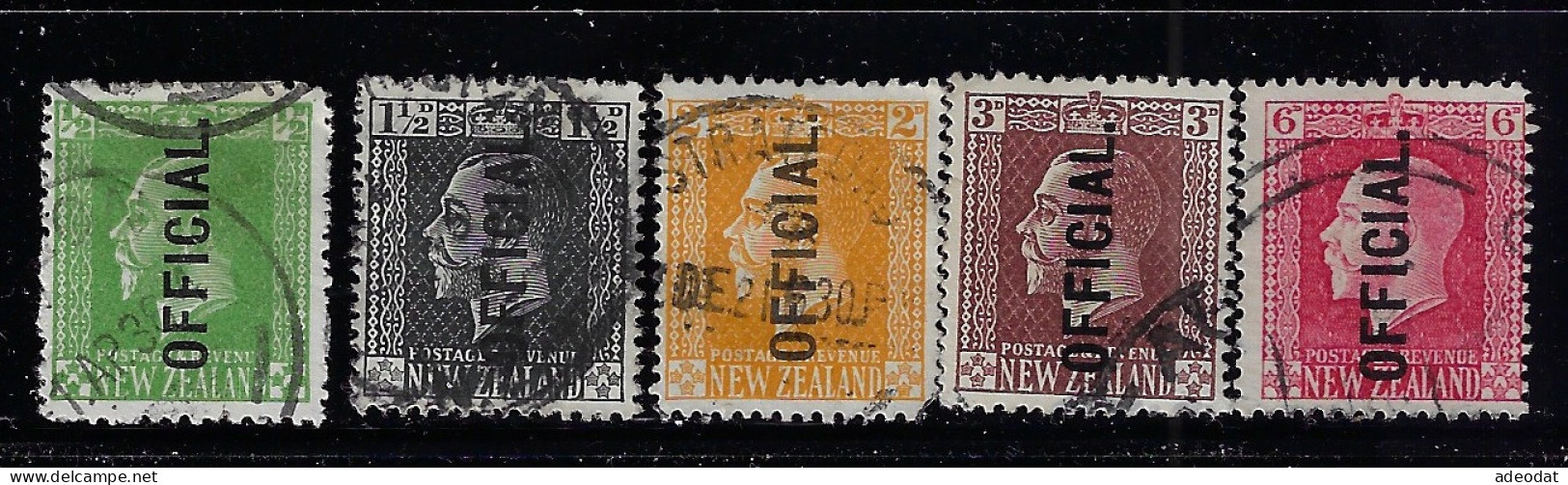 NEW ZEALAND 1915 0FFICIAL STAMPS  SCOTT #O41,O43,O45,O46,O48 USED - Dienstzegels