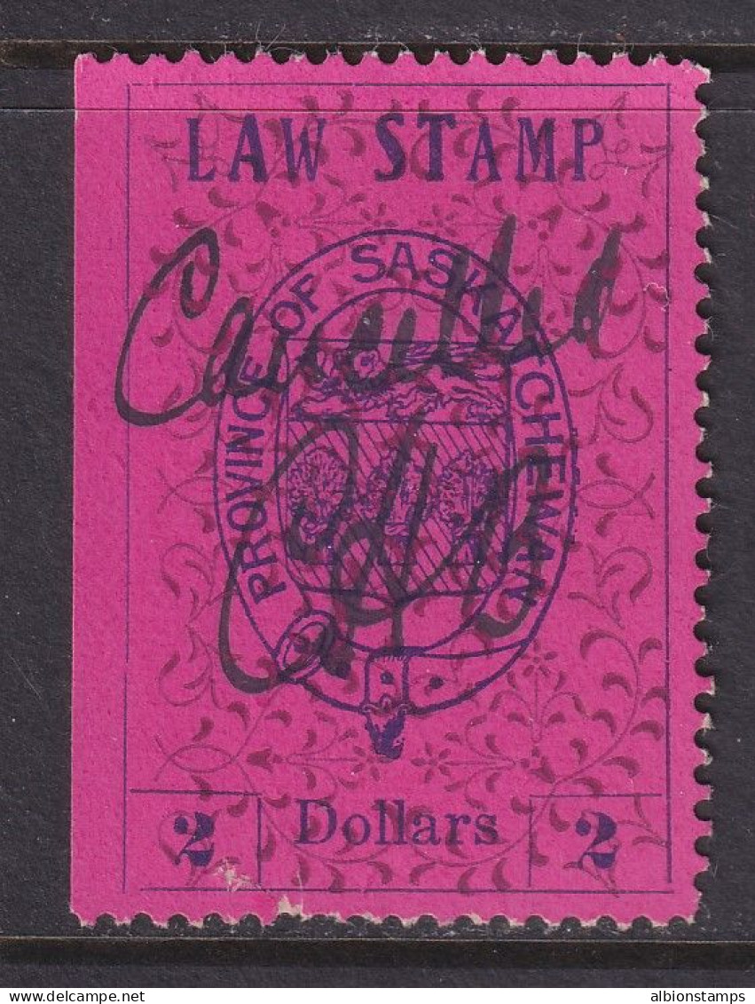 Canada Revenue (Saskatchewan), Van Dam SL8, Used (small Tear At Bottom) - Fiscale Zegels