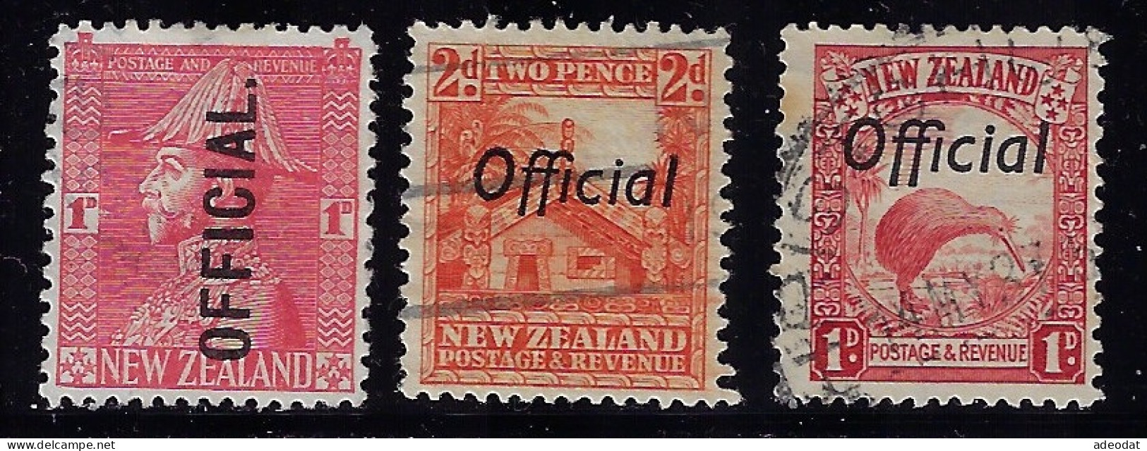 NEW ZEALAND 1936 0FFICIAL STAMPS  SCOTT #O55,O58,O64 USED - Officials