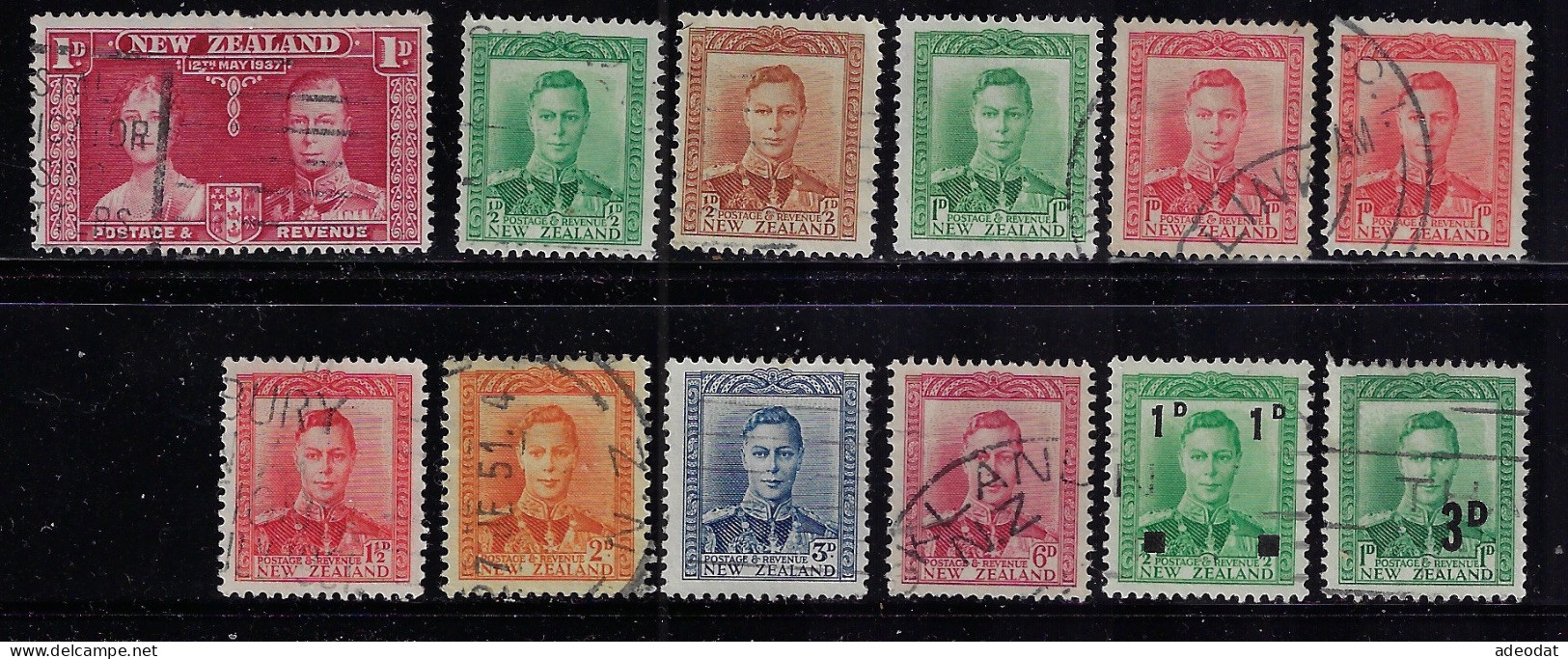 NEW ZEALAND 1937-41 QUEEN ELISABETH And KING GEORGE VI  SCOTT #223,226...228C ,USED - Gebraucht