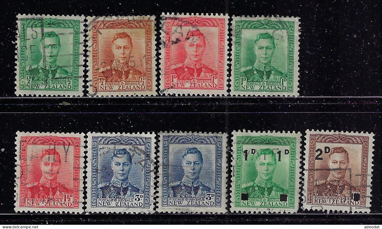 NEW ZEALAND 1938-1944  GEORGE VI SCOTT #226-228C,242,243  USED - Oblitérés