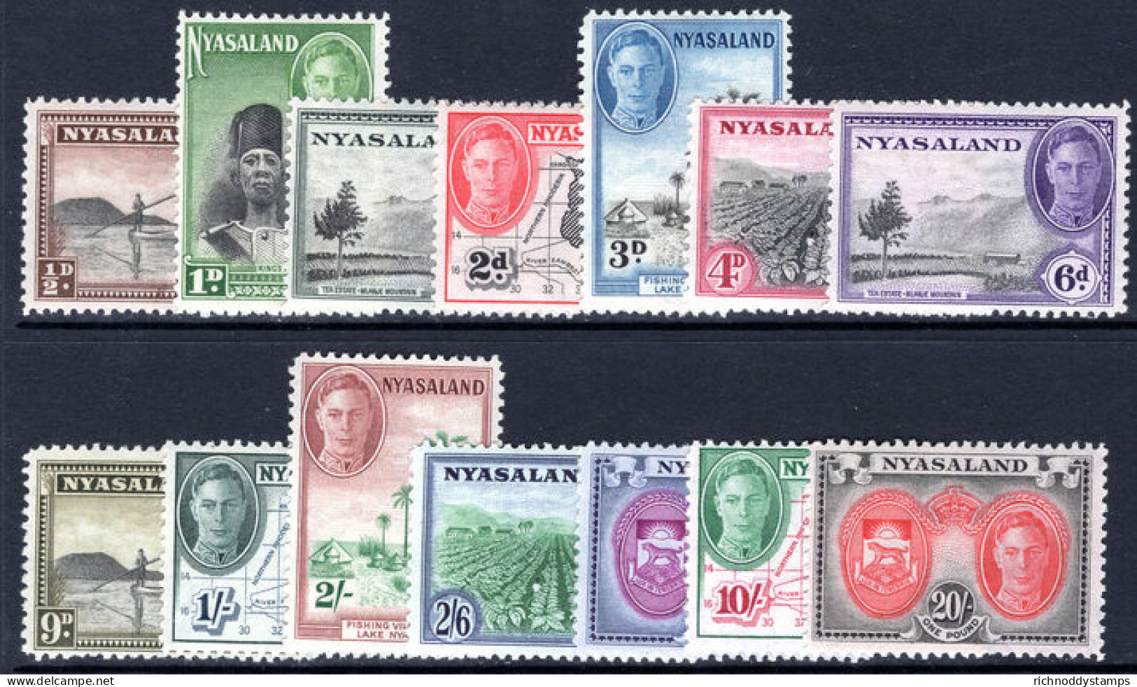 Nyasaland 1945 Set Lightly Mounted Mint. - Nyassaland (1907-1953)