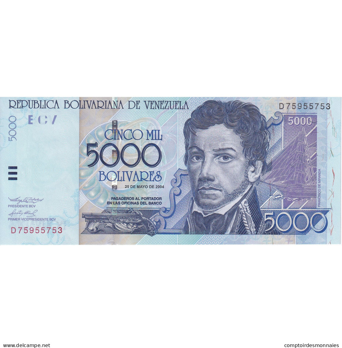 Venezuela, 5000 Bolivares, 2004, 2004-05-25, KM:84c, NEUF - Venezuela