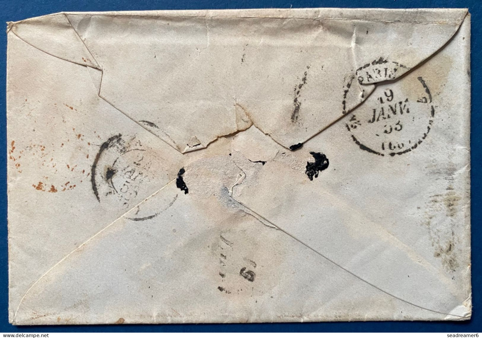 Lettre BELGIQUE 1854 Boite Rurale "K" Dateur De La LOUVIÈRE Pour LURI En CORSE Par BASTIA Arrivée Cursive " 19/ LURI " - Landpost (Ruralpost)