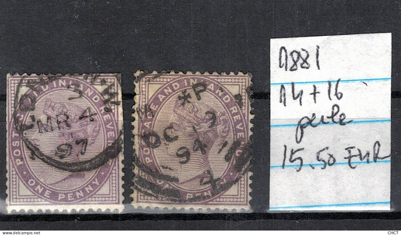 CHCT62 -  Queen Victoria, 14 & 16 Pearls, Used Stamps, 1881, Great Britain - Usados
