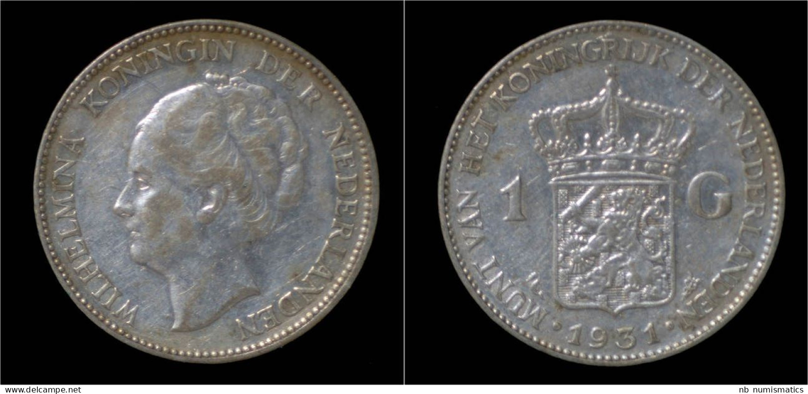 Netherlands Wilhelmina I 1 Gulden 1931 - 1 Florín Holandés (Gulden)